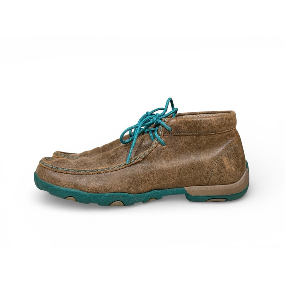 Twisted X WDM0020 Women’s 9.5M Leather Driving Moc Chukka Boots Turquoise/Brown - Picture 6 of 7